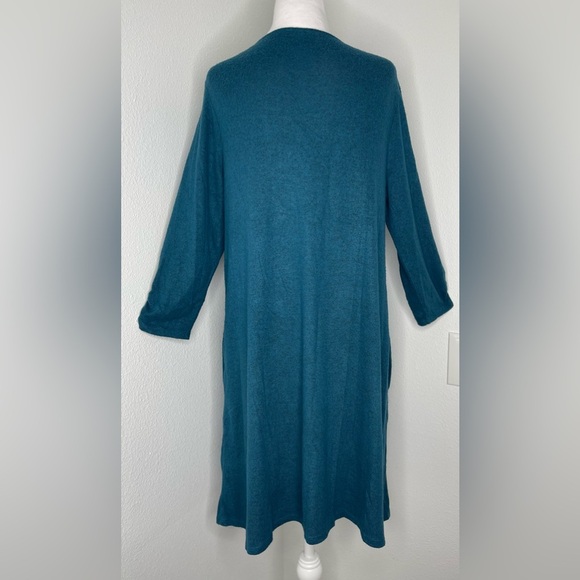Apt. 9 Teal 3/4 Sleeve Dress V Neck Criss Cross Pockets Casual Lg - Picture 10 of 13
